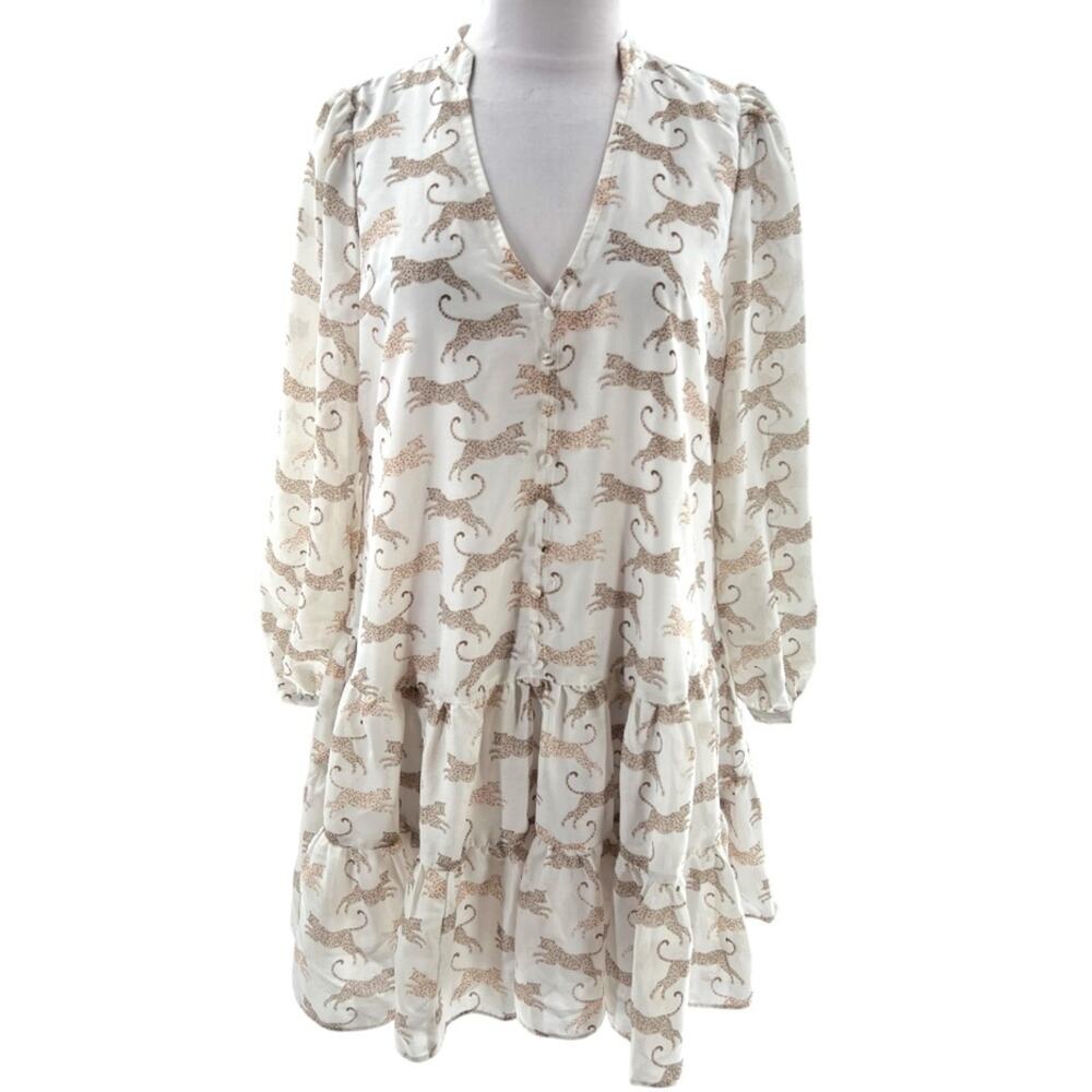 J.‎ Marie leopard print babydoll tiered dress sz S